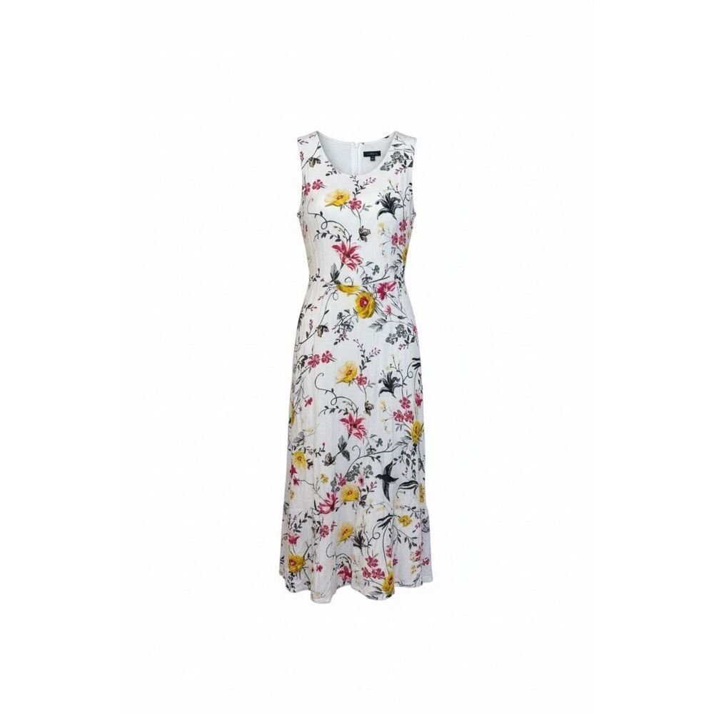 NWOT Old Navy Floral Bird Sleeveless Tiered Midi‎ Dress White Pink Size Small